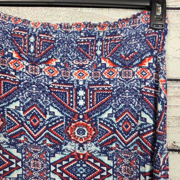 French Laundry Womens Boho Maxi Skirt Blue Orange L - Picture 3 of 6